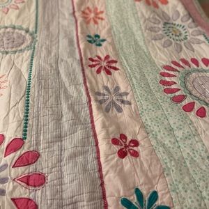 Girls Pottery Barn flower quilt and matching sham